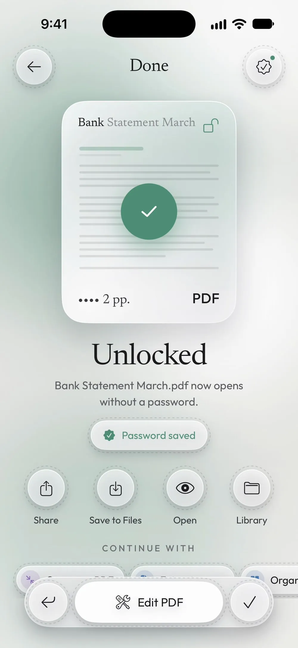 Password saved, shown on the result