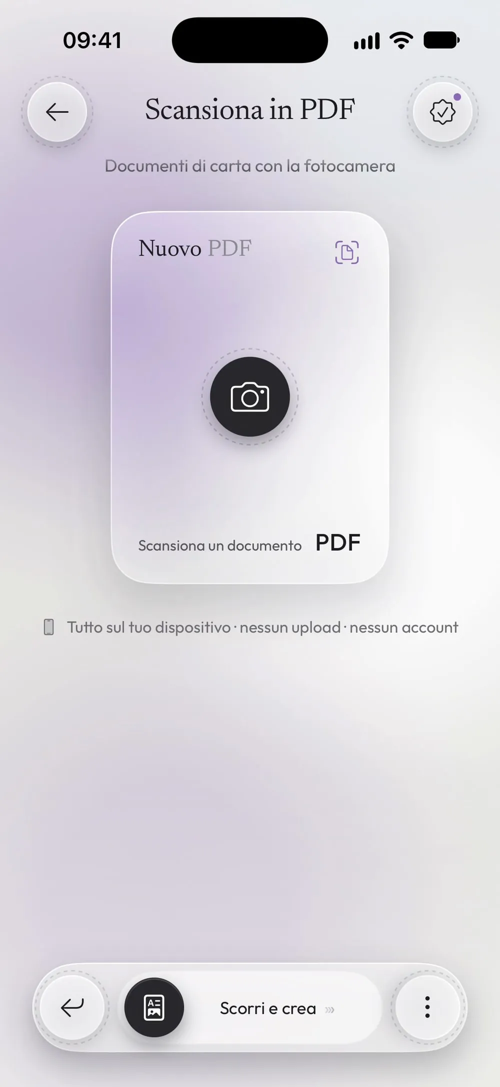 Scansiona in PDF con la carta Nuovo PDF: Scansiona un documento