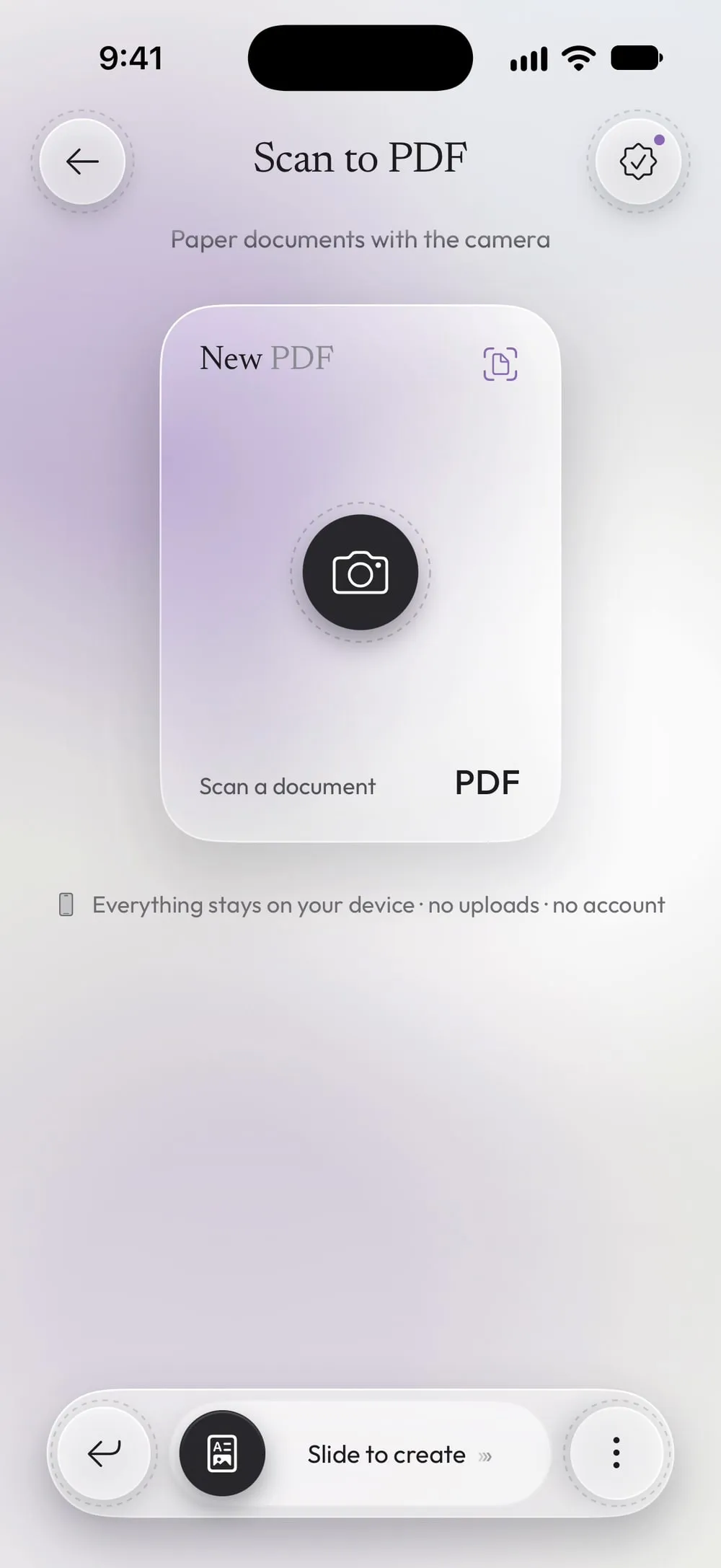 Scan to PDF with the New PDF card: Scan a document