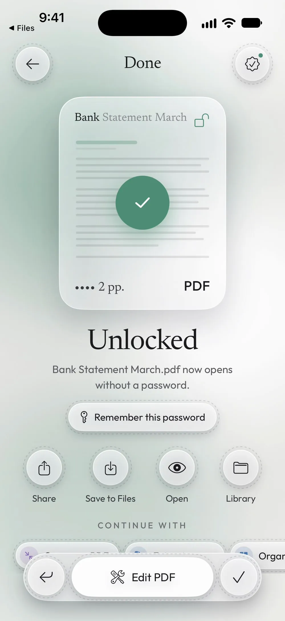 Unlocked: the statement now opens without a password
