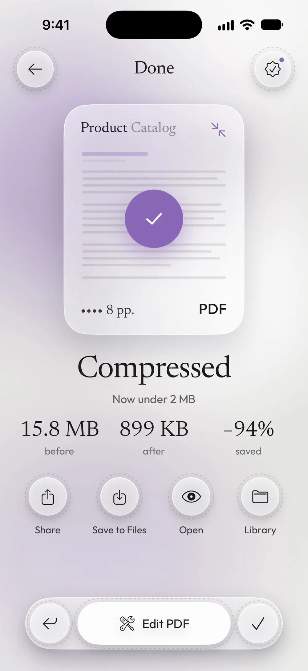 Compressed: now under 2 MB, from 15.8 MB to 899 KB