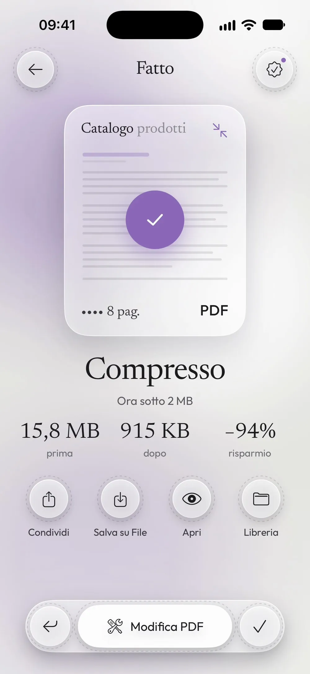 Compresso: ora sotto 2 MB, con il peso prima e dopo
