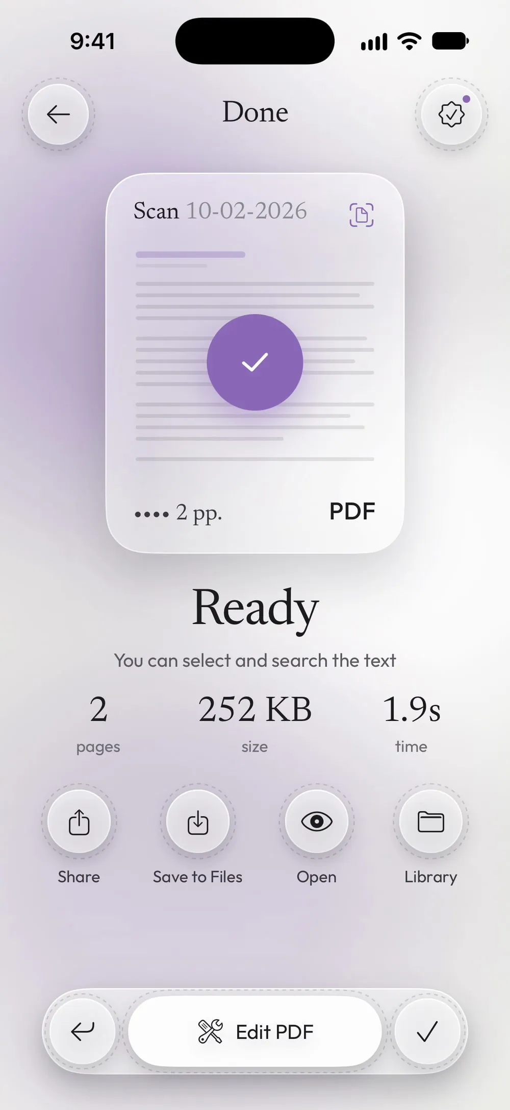 Ready: a 2-page scan, you can select and search the text